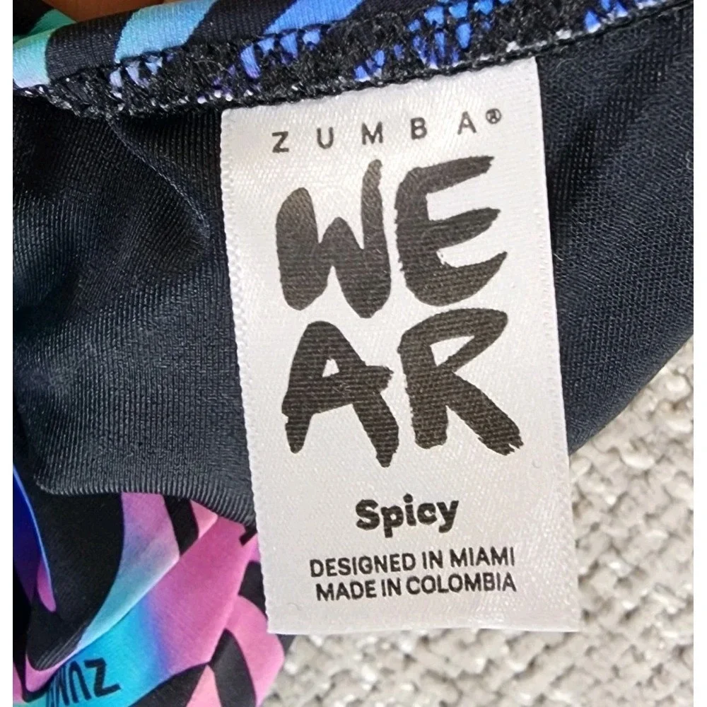 Zumba Swim One Piece Swimsuit Womens Small Multicolor‎ Swirl Lined Shelf Bra NWT